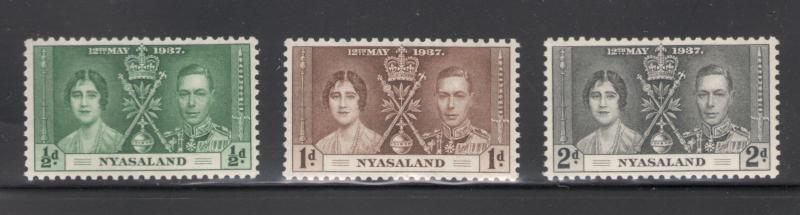 Nyasaland 1937 Coronation Omnibus Issue Scott # 51 - 53 MNH