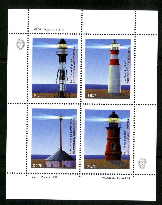 ARGENTINA 1963 MNH S/S SCV $9.50 BIN $5.50  LIGHTHOUSE