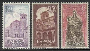 Spain #1552-54 ~ Cplt Set of 3 ~ Monastery, Religion ~ Unused, LHM  (1968)