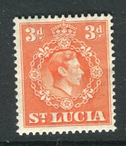 ST.LUCIA; 1938 early GVI portrait issue Mint hinged Shade of 3d. value