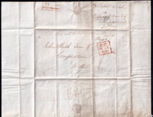 Ireland Bank of ireland Dublin 1841- Stampless Cover to Campbeltown N.B. Canada