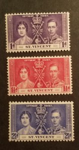 ST VINCENT 1937 Coronation King George Mint Stamp Set Unused MH NG z4932