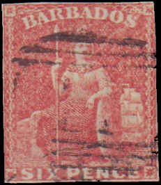 Barbados #8, Incomplete Set, 1855-1858, Used