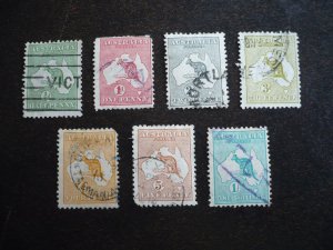 Stamps - Australia - Scott# 1-3,5-7,10 - Used Part Set of 7 Stamps