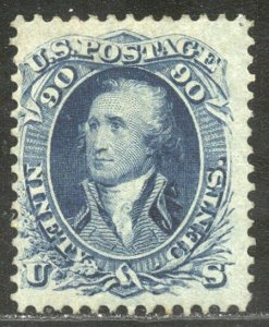 U.S. #72 SCARCE Mint w/ Cert - 90c Blue