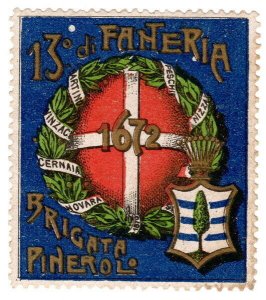 (I.B) Italy Cinderella : Regimental Stamp (13th Brigade - Pinerolo)