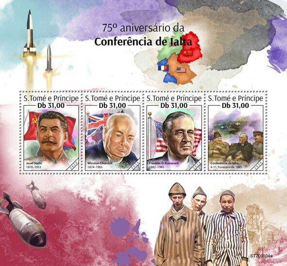 Sao Tome & Principe Stamps 2020 MNH WWII WW2 Yalta Conference Churchill 4v M/S 