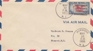 United States Jersey Norwood 1938 4f-bar  6c Bi-color Eagle Air Issue  Airmail.