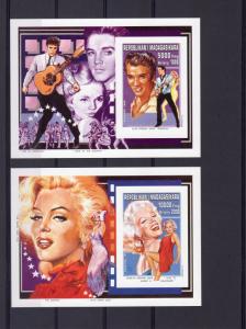 Madagascar 1995 Marilyn Monroe/Elvis Presley/James Dean/4 S/S Imperforated  MNH