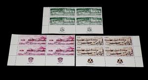 ISRAEL#378-380, 1969, PORTS OF ISRAEL, TAB BLOCKS/4, SET/3, MNH, NICE! LQQK!