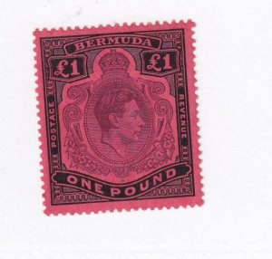 BERMUDA # 128a VF-MLH Perf 14 £1 KGV1 KEY ISSUE CAT VALUE $300