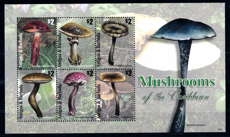 [68765] Antigua & Barbuda 2011 Mushrooms Pilze Champignons Sheet MNH