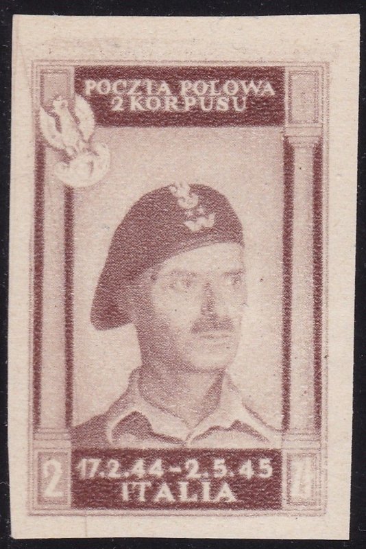 1946 POLISH CORP, n . 8Bb 2z. light chocolate brown THICK PAPER (*)