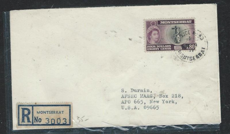 MONTSERRAT (P0407B) QEII 1955 $4.80 COVER FROM VILLAGE TO USA