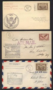 CANADA 1929-36 THREE FIRST FLIGHT COVERS INCLUDING