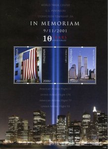 Tanzania Stamps 2011 MNH September 11th Memorial WTC Skyscrapers 3v M/S