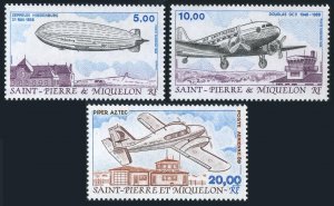 St Pierre & Miquelon C63-C65,MNH. Michel 559-560,573. Zeppelin,Planes.1988-1989.