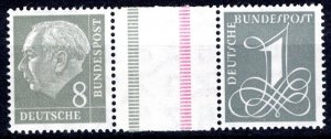 Germany Bund Scott # 707, 737A, label, mint nh, se-tenant, WZ15a1X