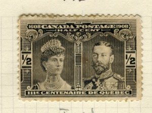 CANADA; 1908 early Quebec issue unused Shade of 1/2c. value