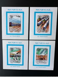 1992 Senegal Mi. 1215 - 1218 Blocs de Luxe Train Blue Railways-