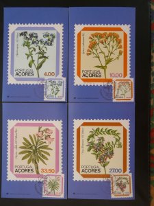 flowers set of 4 maximum card Portugal Azores 1981