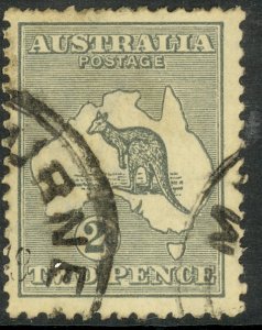 AUSTRALIA 1913 2d Gray KANGAROO AND MAP Inverted Watermark Sc 3c VFU