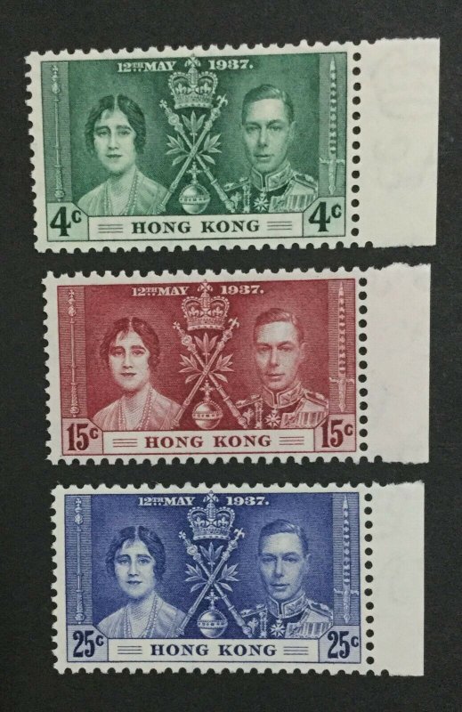 MOMEN: HONG KONG SG #137-139 1937 MINT OG NH LOT #203628-9666