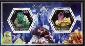 Chad 2014 Minerals #1 perf sheetlet containing two hexago...