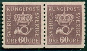 SWEDEN #161 60ore wmk wavy line, og, NH, VF pair, signed, Facit $640.00