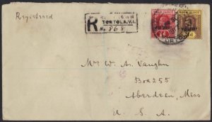 VIRGIN ISLANDS TO U.S. 1917 REGISTERED TORTOLA TO ABARDEEN, MISS