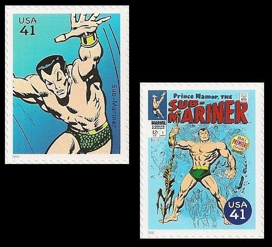 US 4159c 4159m Marvel Comics Super Heroes Sub-Mariner 41c 2 stamps MNH 2007