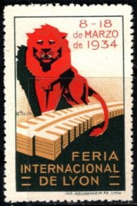 1934 France Poster Stamp Lyon International Fair March 8-18 MNH