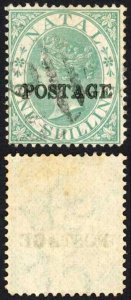 Natal SG84 1/- Green Opt POSTAGE Cat 8 pounds