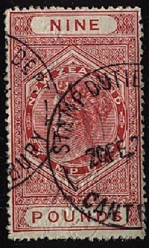 NEW ZEALAND 1880 Stamp Duty £9 fine used...................................21713