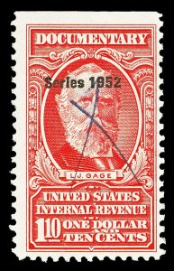 Scott R600 $1.10 1952 Dated Red Revenue Used F-VF Cat $30