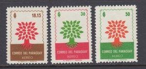 Paraguay Sc C307-C309 MNH. 1961 World Refugee Year, Air Mail set complete, VF+