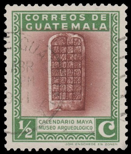 GUATEMALA STAMP 1939 SCOTT # 292. USED. # 1. MAYA CALENDAR