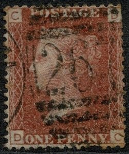 QV 1864-79 1d Penny Red (Shades) Wmk. 4 (L. Crown) used S.G. 43 Pl. ???