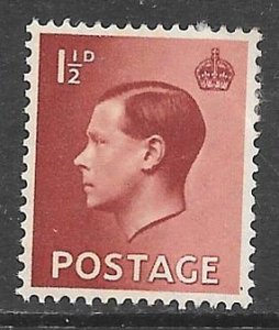 Great Britain 232: 1.5d Edward VIII, MH, F-VF