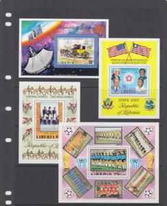 Liberia Sc C201,C214,C217,C220 MNH. 1977-78 Souvenir Sheets, 4 diff, VF