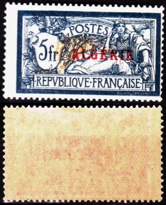 ALGERIA 1924 Overprint ALGÉRIE on 5F, type Merson. ERROR color shift, MNH *RARE*