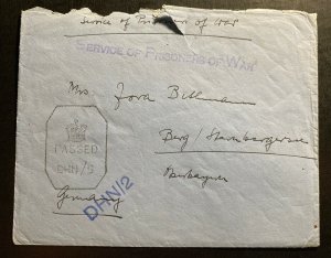 1940s Dehra Dun India POW Internment Camp #4 Cover To Germany E Bethmann