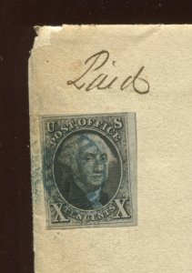 Scott 2 Washington Imperf Used Stamp on Nice 1850 Cover (Stock 2-Cover 1)
