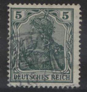 GERMANY. -Scott 67- Definitives -1902 - Used - Green - Single 5pf Stamp3