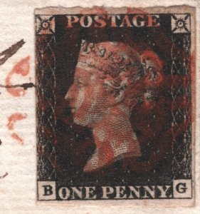 GB Kent PENNY INTENSE BLACK Cover SG.1 1d Plate 4 1841 ROCHESTER MX Tithes KA377