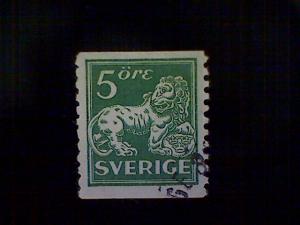 Sweden, Scott #116, used (o), 1925, Lion and Arms, Type II, 5ö, green