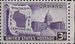 # 957 MINT NEVER HINGED WISCONSIN STATEHOOD 100TH ANNIV.