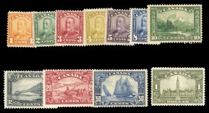 Canada #149-159 Cat$743.15, 1928-29 1c-$1, complete set, hinged, some faint t...