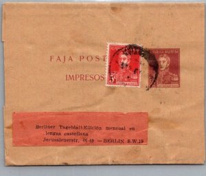 SCHALLSTAMPS ARGENTINA POSTAL HISTORY UPRATED STATIONERY WRAPPER ADDR GERMANY