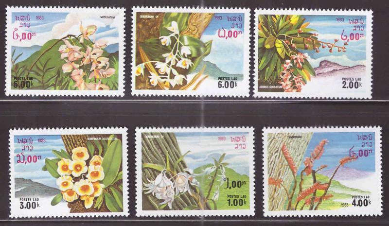 LAOS Scott 467-472  Wild Flower set NGAI 1983 CV $4.50
